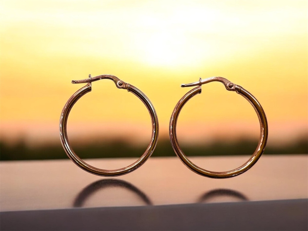 ARGOLLAS REDONDAS de ORO Rosa de 18 kilates