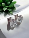 Precioso Pendientes de Aguamarinas Rectangular y Brillantes en Oro Blanco de 18 k