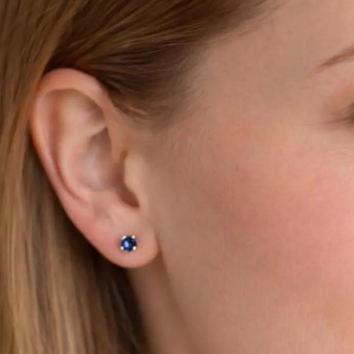 PENDIENTES de Oro Blanco de 18 kilates con Zafiros y Brillantes