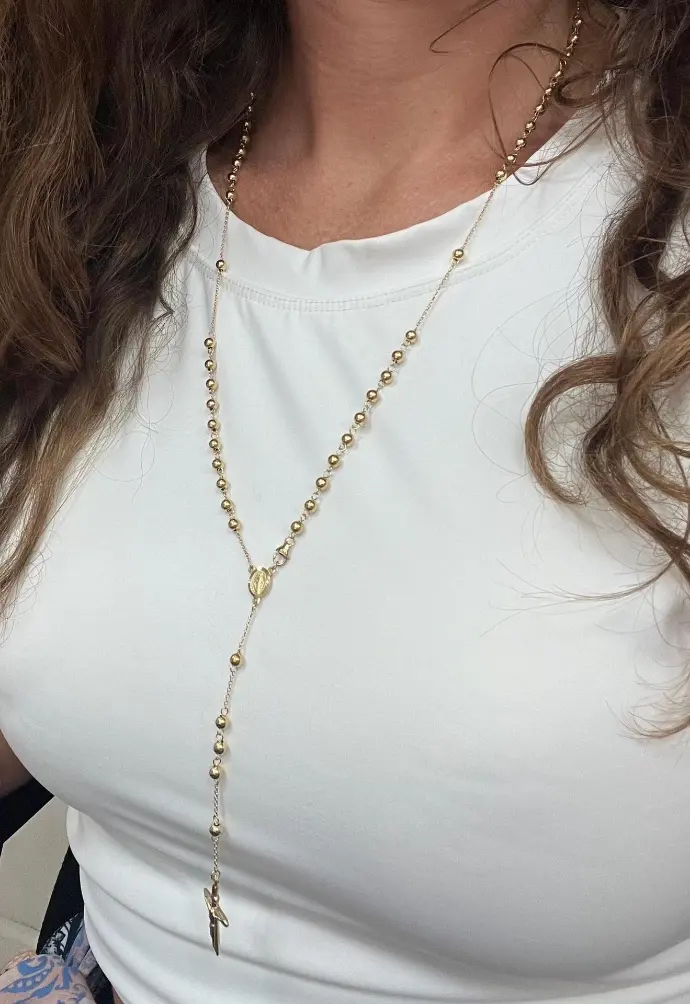 ROSARIO de ORO Amarillo 18K y virgen de la milagrosa