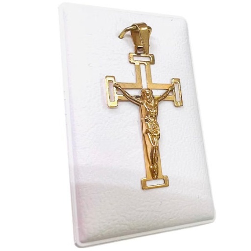 [Co 70] COLGANTE CRUZ de Jesús Oro Amarillo 18 kilates, Colgante Crucifijo Oro Amarillo, Cristo Oro Amarillo 18k, Colgante religioso