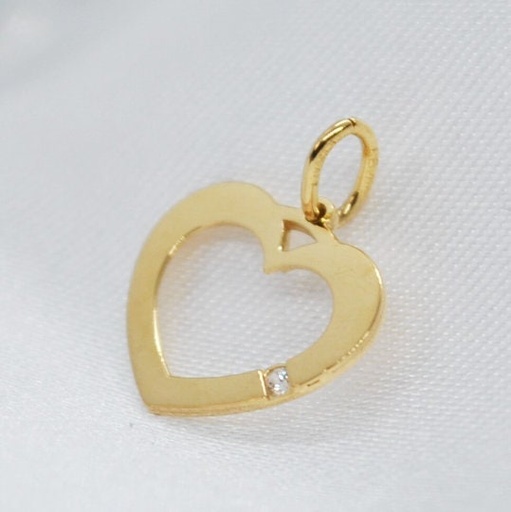 [Co31] COLGANTE CORAZÓN Oro Amarillo de 18 kilates y circonita cúbica, Colgante Oro 18kl y Circonita, Colgante para cadena de oro, 0.5 gramos