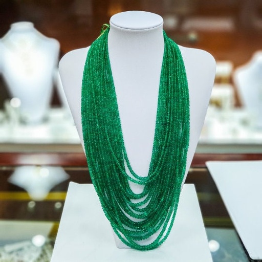 COLLAR DE ESMERALDAS 450K 15 Tiras, Collar Esmeralda, Esmeralda Natural, Collar de Esmeralda Colombiana, Collar Esmeralda Colombia
