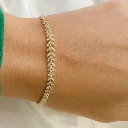 [Pu 103] PULSERA RIVIERE Oro Blanco 18 kilates, DIAMANTES