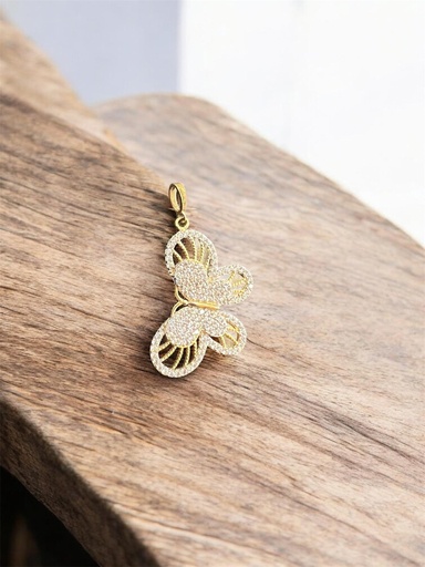 [Ca 47] COLGANTE MARIPOSA con Circonitas montado en Oro Amarillo y Blanco de 18 kilates 