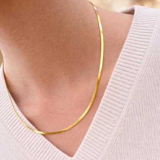 [P 1043] Collar de Espiga de Oro Amarillo de 18 kilates, cierre de mosquetón